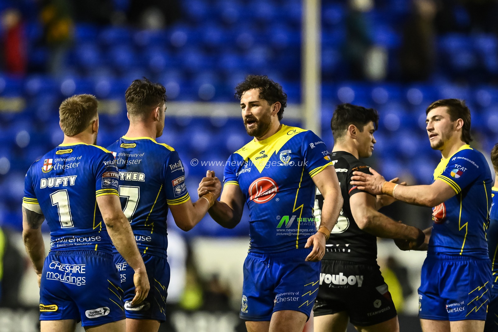 Toby King of Warrington Wolves celebrates at the end of the Betfred Challenge Cup Sixth Round match Warrington Wolves vs London Broncos at Halliwell Jones Stadium, Warrington, United Kingdom, 23rd March 2024

(Photo by Craig Thomas/News Images)