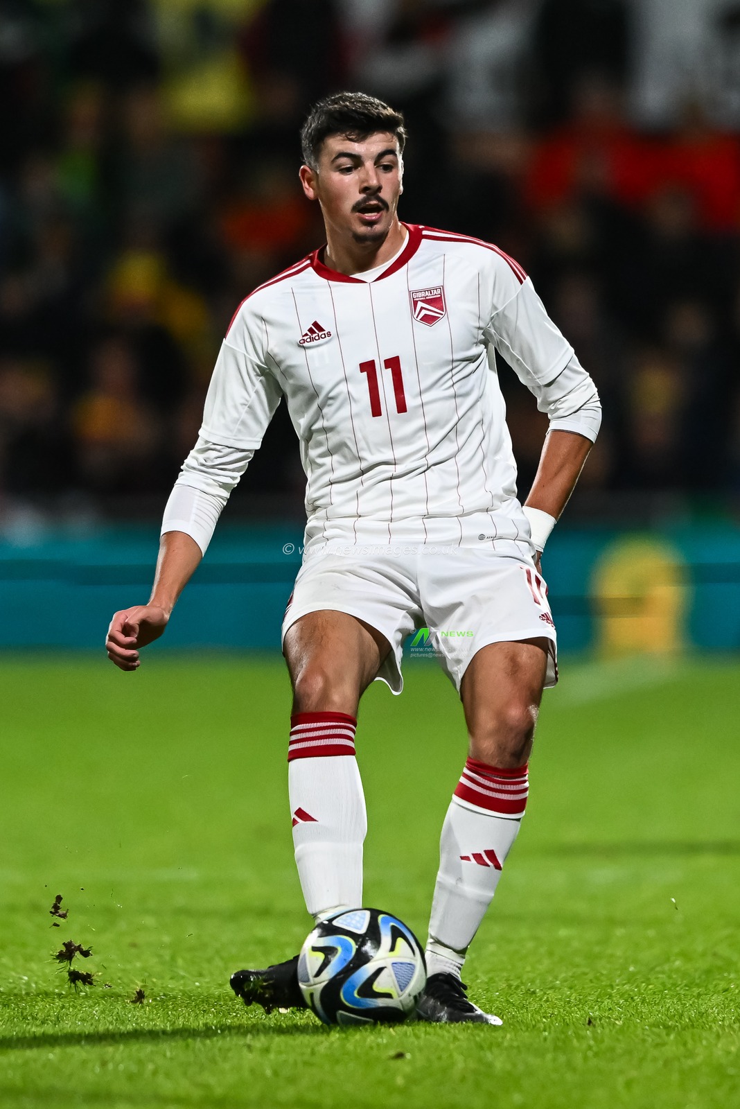 Evans De Haro of Gibraltar in action during the International Friendly match Wales vs Gibraltar at SToK Cae Ras, Wrexham, United Kingdom, 11th October 2023

(Photo by Craig Thomas/News Images)