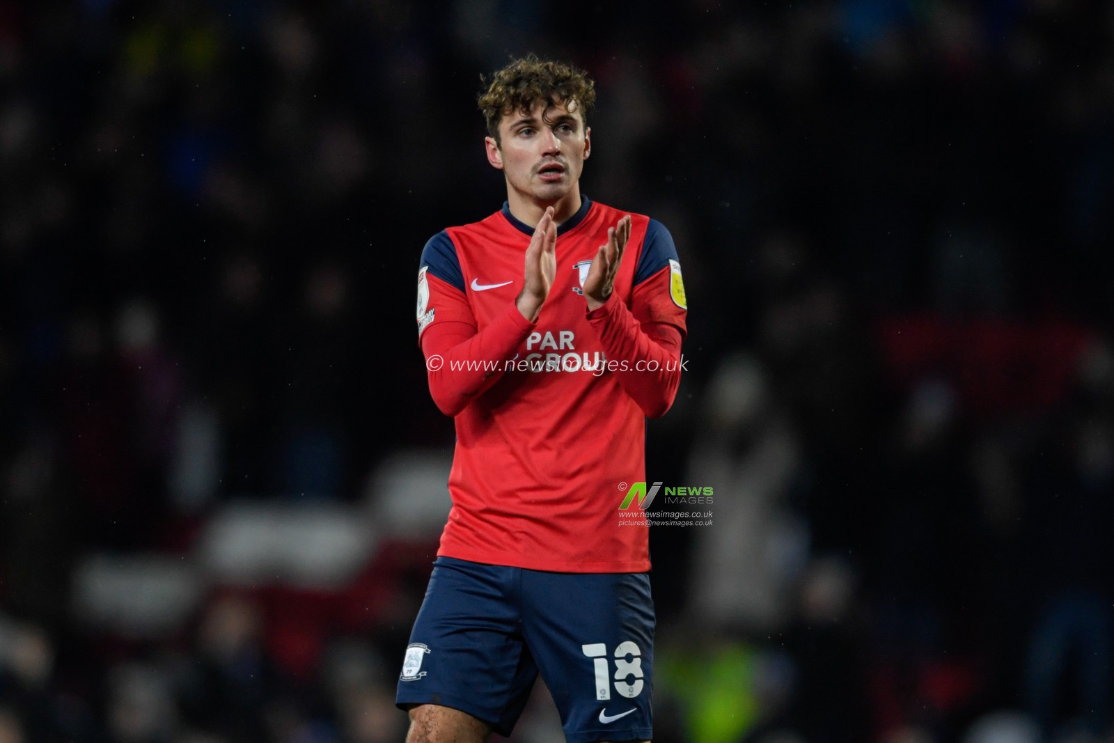 Ryan Ledson #18 of Preston North End applauds the travelling supporters at the end of the game after his side lost the game against Blackburn Rovers 1-0