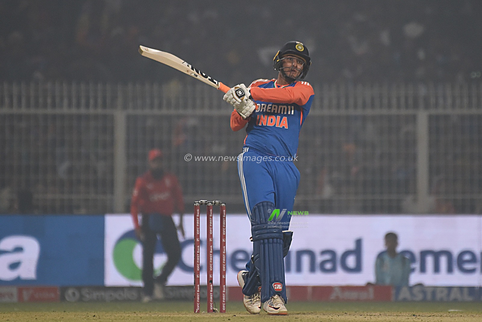 India's Abhishek Sharma, left, plays a shot during the first T20 cricket match between India and England at Eden Gardens in Kolkata, India, Wednesday, Jan. 22, 2025.Pictures by Debajyoti Chakraborty.(Photo: Debajyoti Chakraborty/News Images)