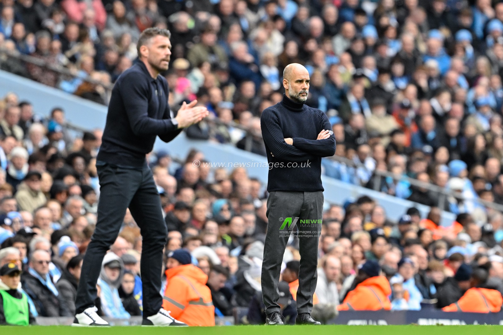 Pep Guardiola manager of Manchester City, during the Premier League match Manchester City vs Luton Town at Etihad Stadium, Manchester, United Kingdom, 13th April 2024

(Photo by Cody Froggatt/News Images)