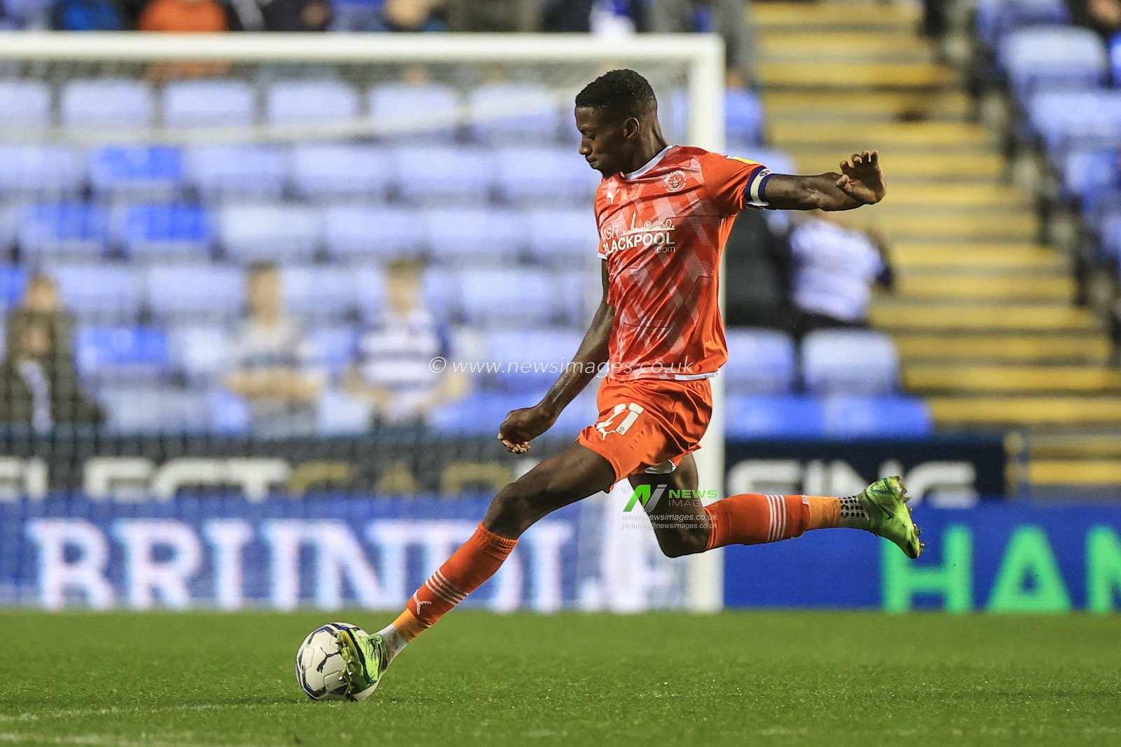 Marvin Ekpiteta #21 of Blackpool in action during the game