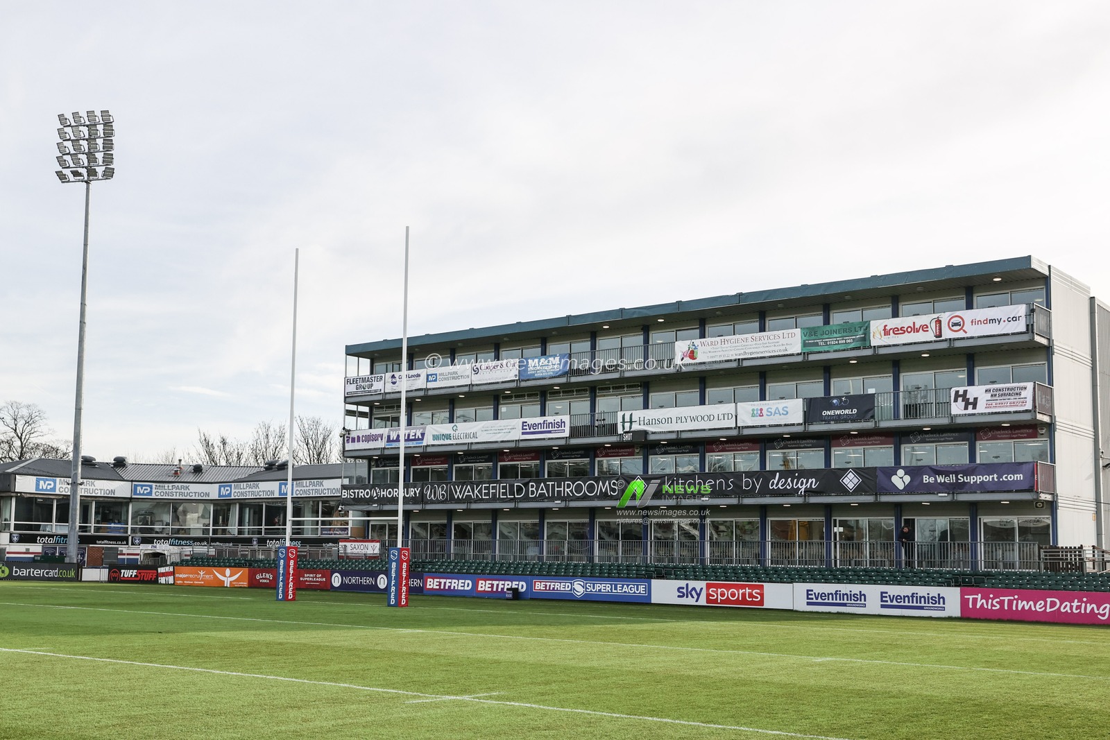A general view of The Be Well Support Stadium ahead of the Rugby League Pre Season match Wakefield Trinity vs Hull FC at The Be Well Support Stadium, Wakefield, United Kingdom, 5th February 2023

(Photo by Mark Cosgrove/News Images)