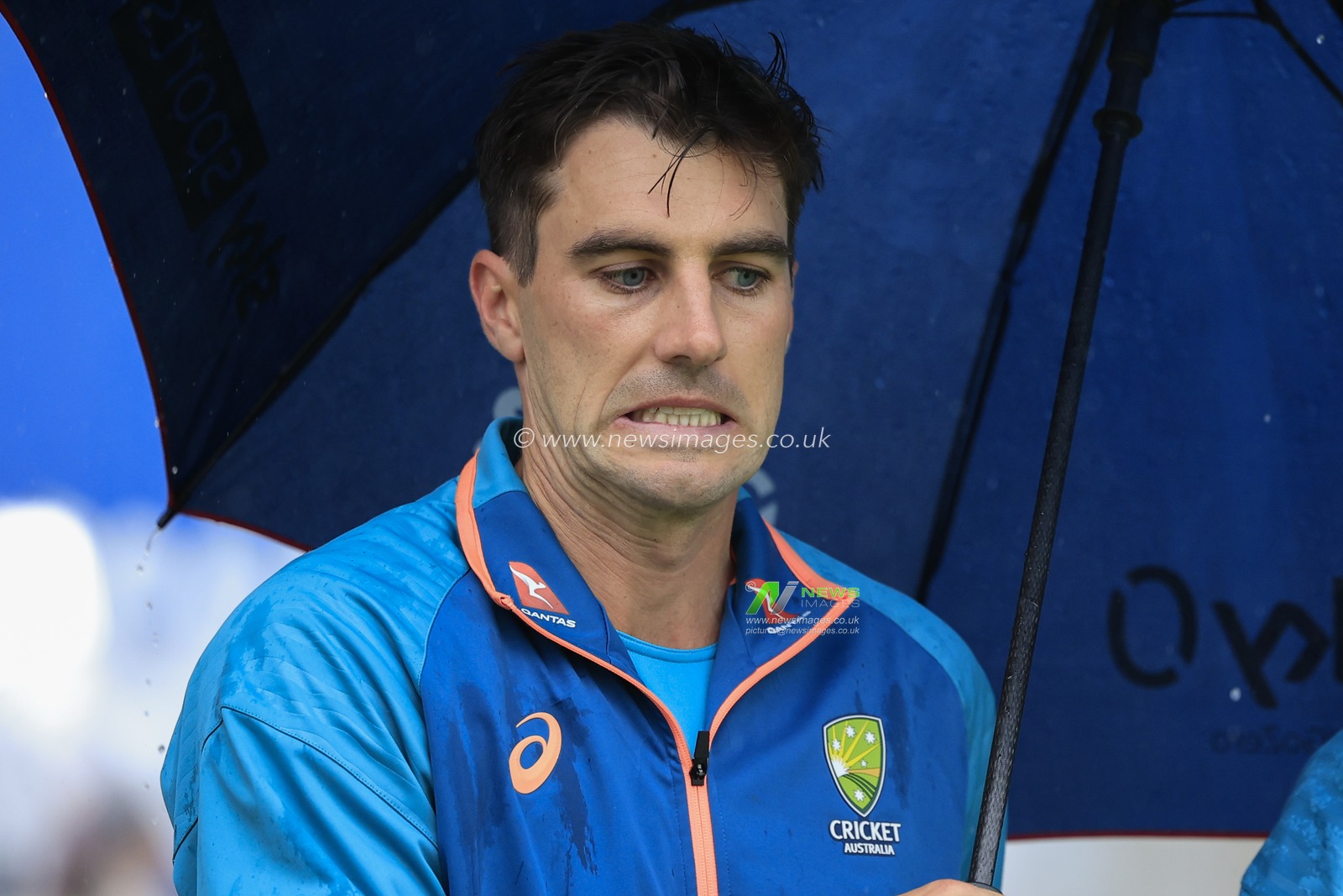 Pat Cummins of Australia after doing his press interviews after the match is abandoned at the LV= Insurance Ashes Test Series Fourth Test Day Five match England vs Australia at Old Trafford, Manchester, United Kingdom, 23rd July 2023

(Photo by Conor Molloy/News Images)