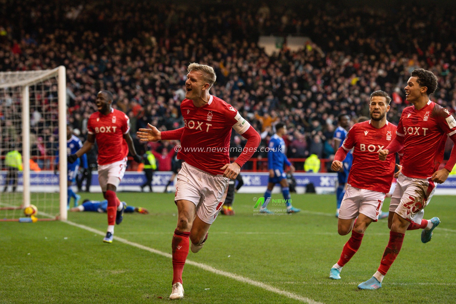 Joe Worrall #4 of Nottingham Forest celebrates his goal to make it 2-0