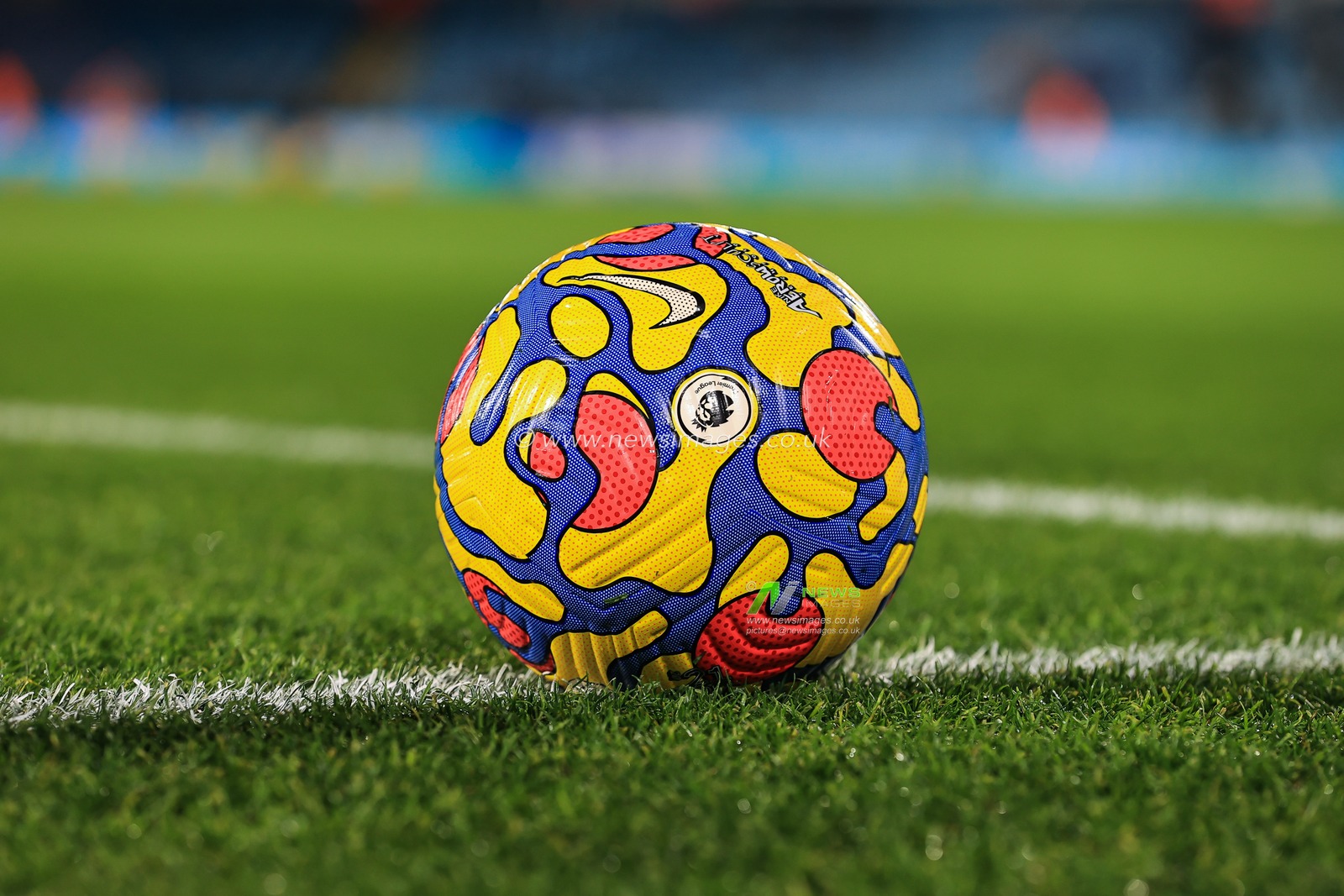 Hi-Vis Premier League Nike Flight Ball on the Pitch at Elland Road