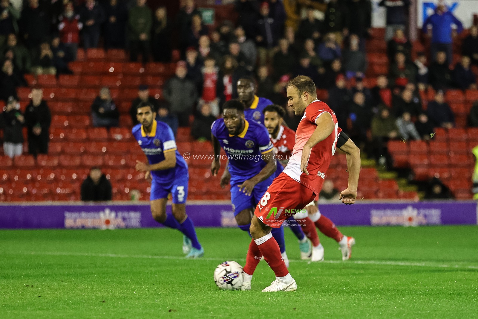 Herbie Kane #8 of Barnsley scores a penalty to make it 1-0 during the Sky Bet League 1 match Barnsley vs Shrewsbury Town at Oakwell, Barnsley, United Kingdom, 24th October 2023

(Photo by Mark Cosgrove/News Images)