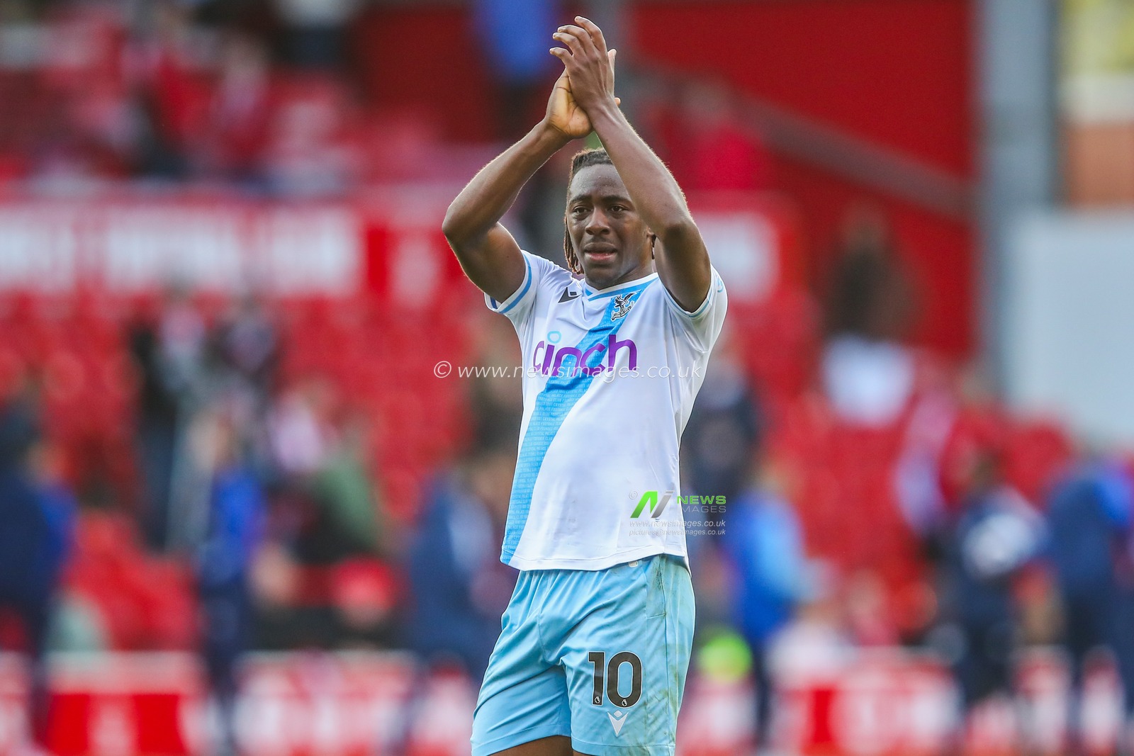Eberechi Eze of Crystal Palace applauds the travelling fans after the game during the Premier League match Nottingham Forest vs Crystal Palace at City Ground, Nottingham, United Kingdom, 30th March 2024

(Photo by Gareth Evans/News Images)