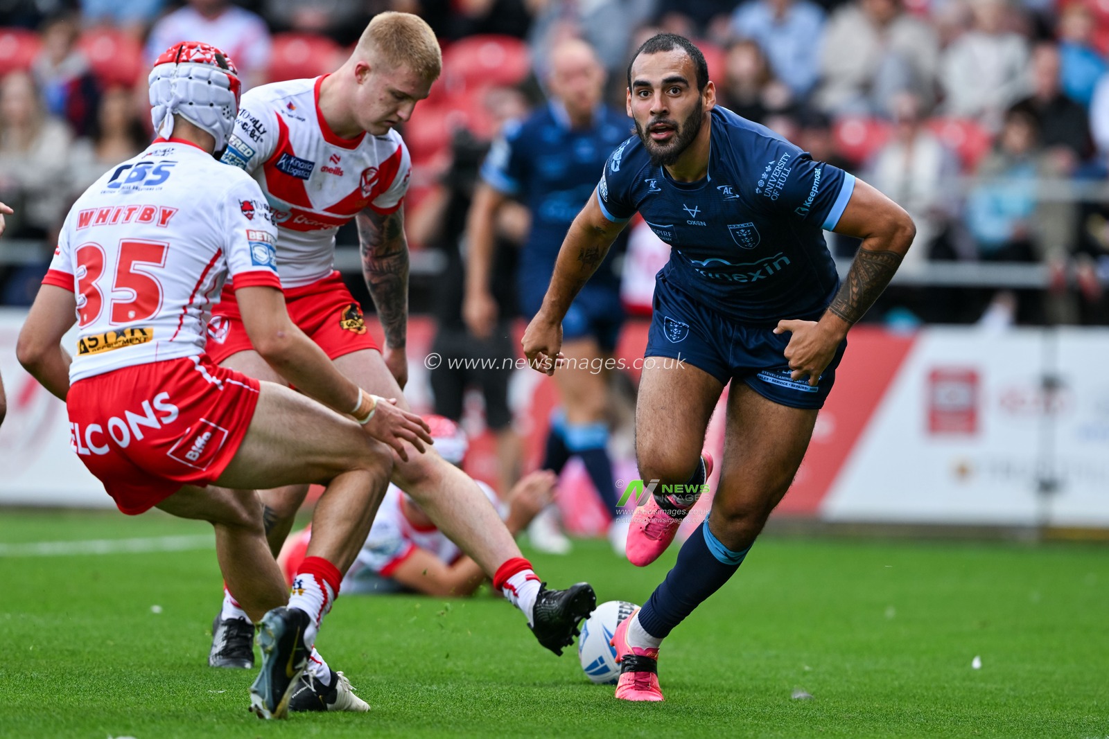 Tyrone May of Hull KR goes over for a try 0-14 Hull during the Betfred Super League Round 23 match St Helens vs Hull KR at Totally Wicked Stadium, St Helens, United Kingdom, 24th August 2024

(Photo by Cody Froggatt/News Images)