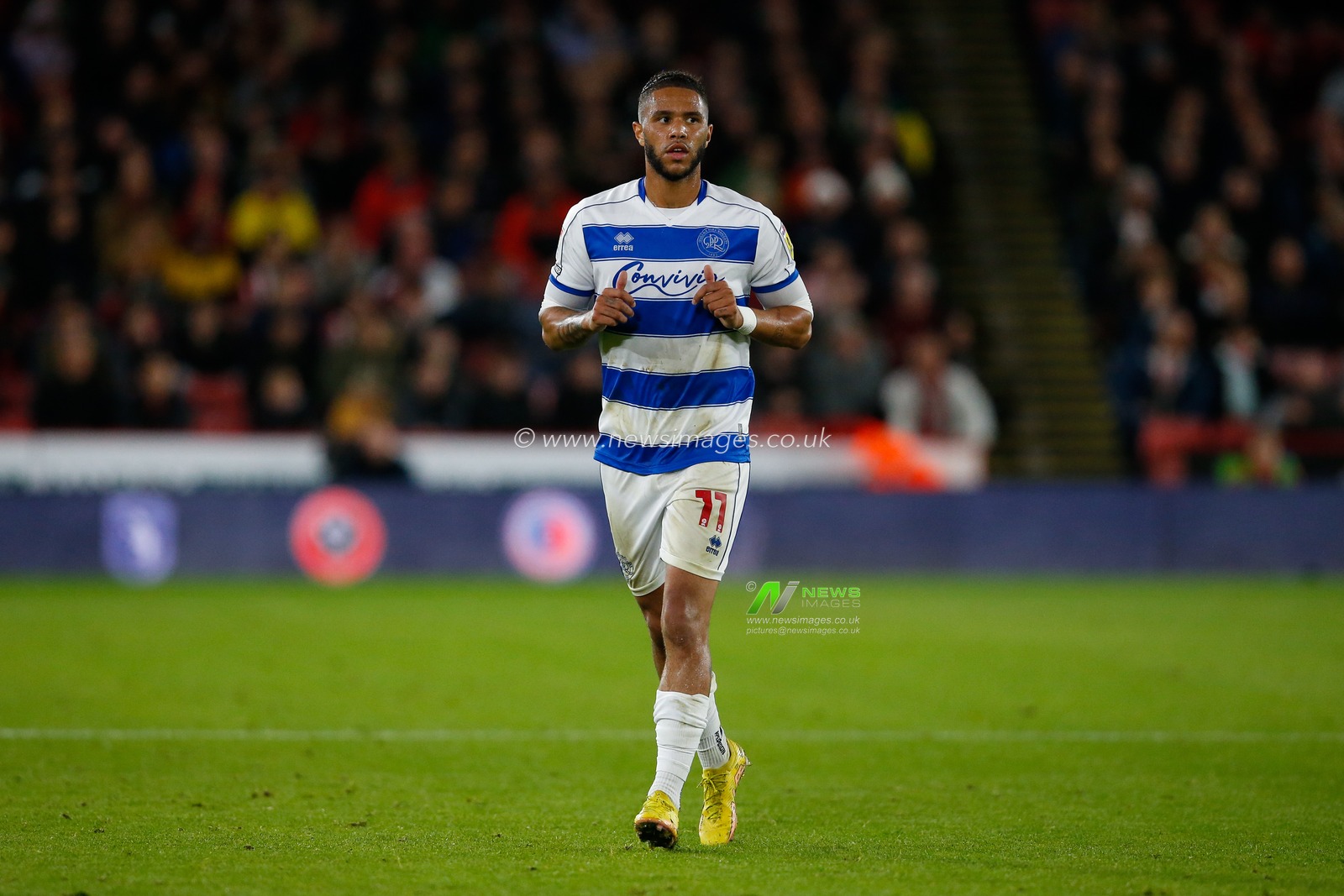 Tyler Roberts #11 of QPR during the Sky Bet Championship match Sheffield United vs Queens Park Rangers at Bramall Lane, Sheffield, United Kingdom, 4th October 2022

(Photo by Ben Early/News Images)