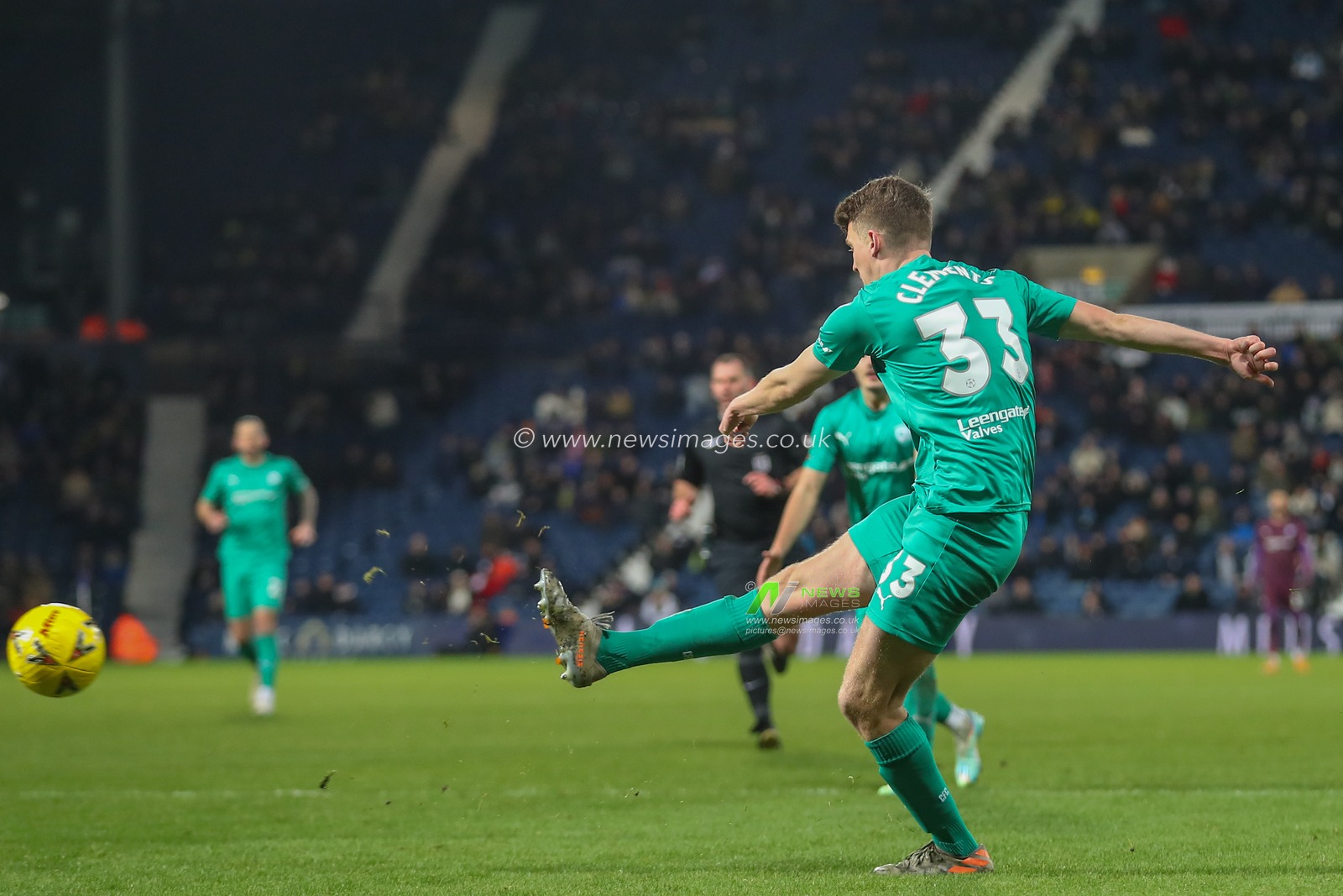Bailey Clements #33 of Chesterfield has a shot at goal during the Emirates FA Cup Third Round Replay match West Bromwich Albion vs Chesterfield at The Hawthorns, West Bromwich, United Kingdom, 17th January 2023

(Photo by Gareth Evans/News Images)