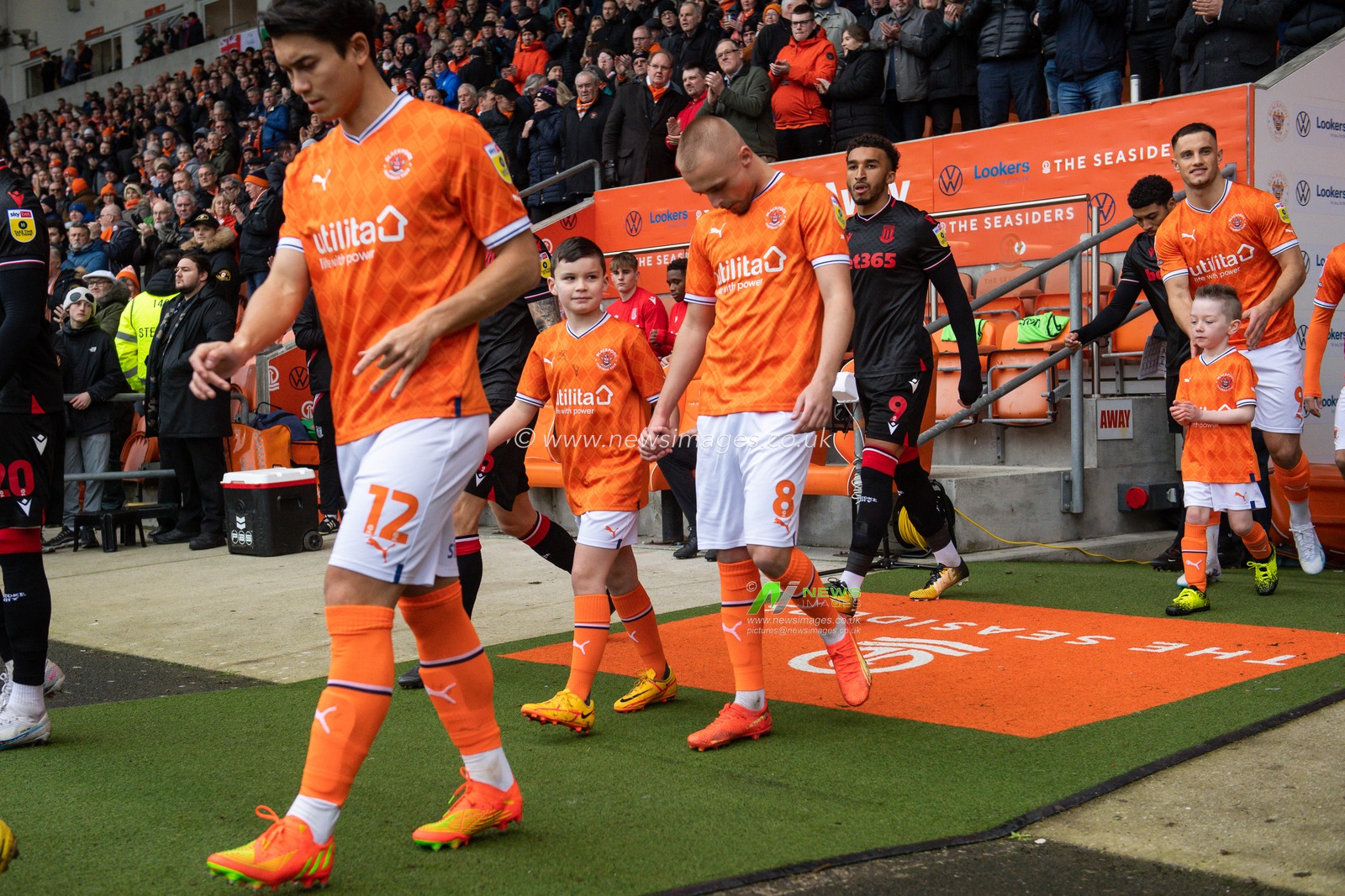 Mascots walk out with the players ahead of the Sky Bet Championship match Blackpool vs Stoke City at Bloomfield Road, Blackpool, United Kingdom, 18th February 2023

(Photo by Craig Thomas/News Images)