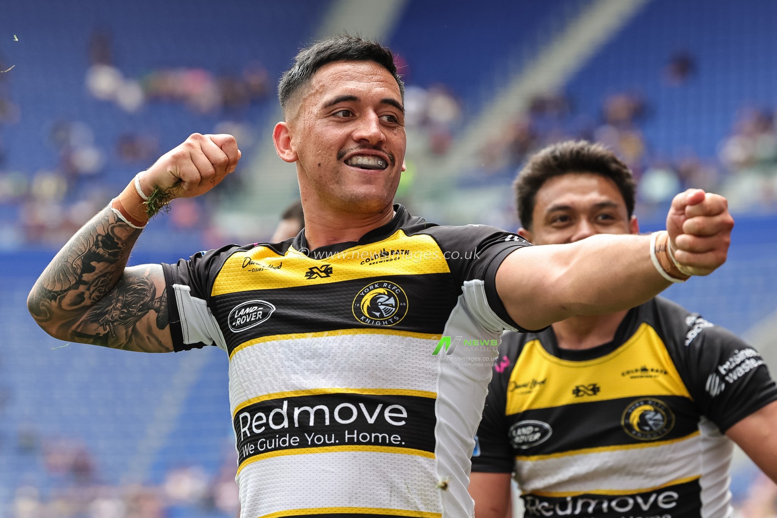 Nikau Williams of York Knights celebrates his try during the Betfred Super League Magic Weekend match Huddersfield Giants vs York Knights at Hill Dickinson Stadium, Liverpool, United Kingdom on 04 July 2026

(Photo by Mark Cosgrove/News Images)