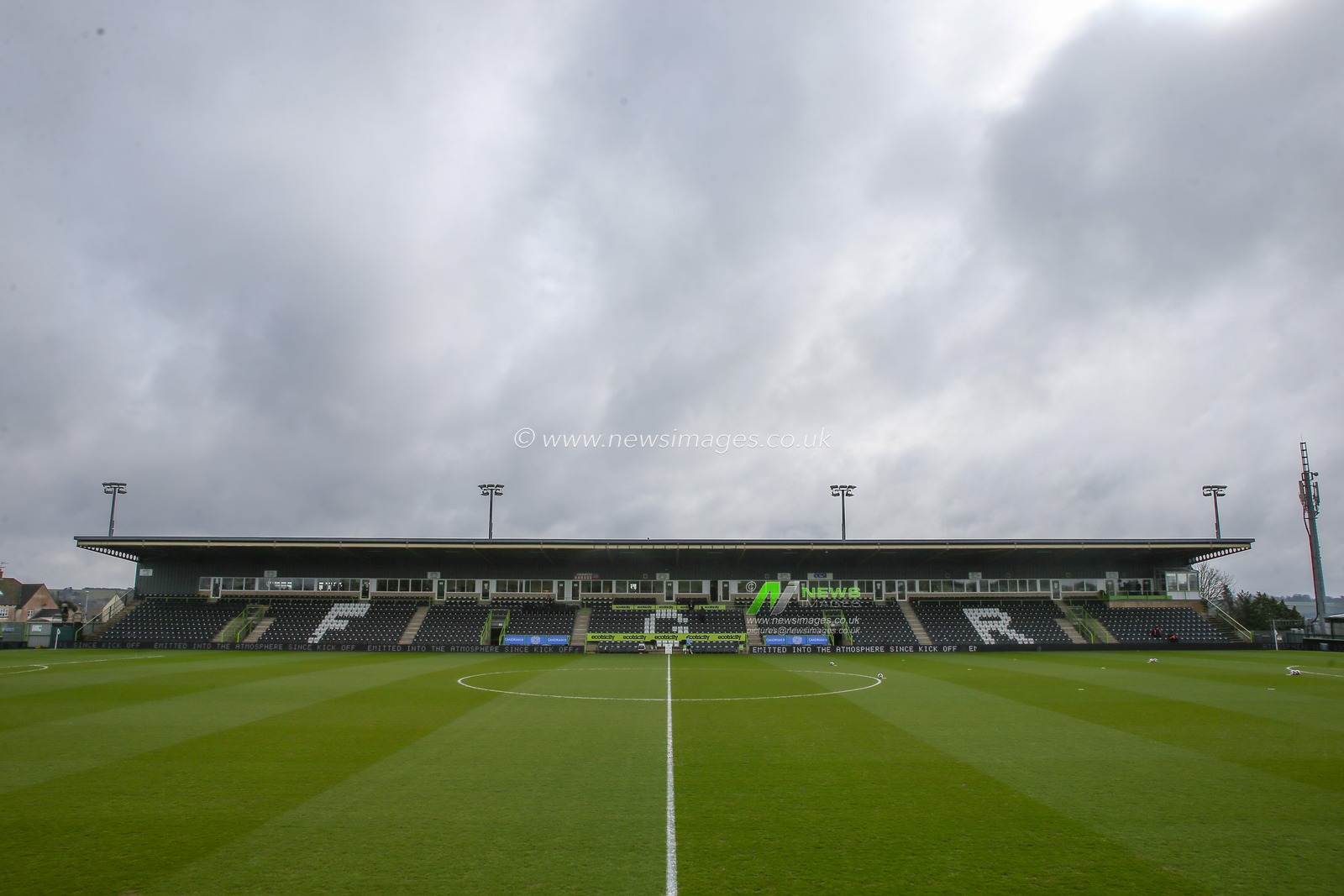 A general view inside of The New Lawn, home of Forest Green Rovers ahead of the Sky Bet League 1 match Forest Green Rovers vs Sheffield Wednesday at The New Lawn, Nailsworth, United Kingdom, 26th March 2023

(Photo by Gareth Evans/News Images)