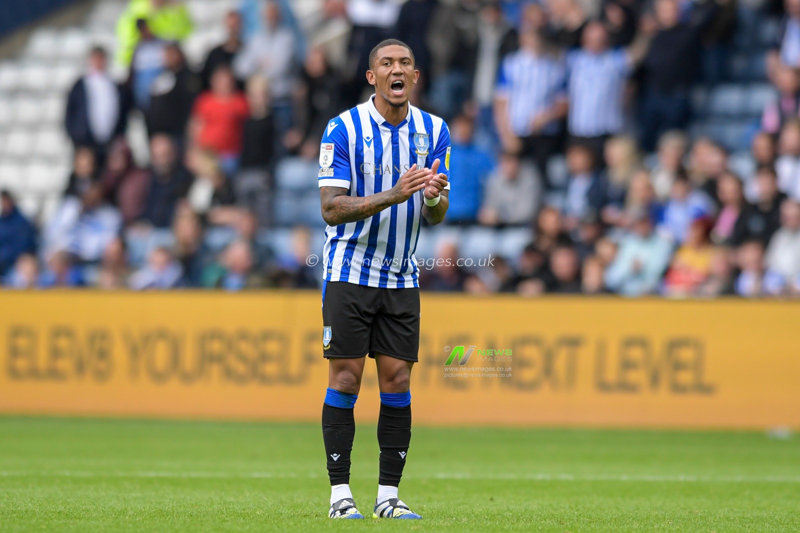 Liam Palmer #2 of Sheffield Wednesday encourages his team