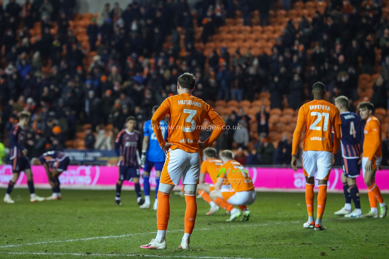 James Husband of Blackpool reacts to his team's loss after the Emirates FA Cup Third Round Replay match Blackpool vs Nottingham Forest at Bloomfield Road, Blackpool, United Kingdom, 17th January 2024

(Photo by Gareth Evans/News Images)