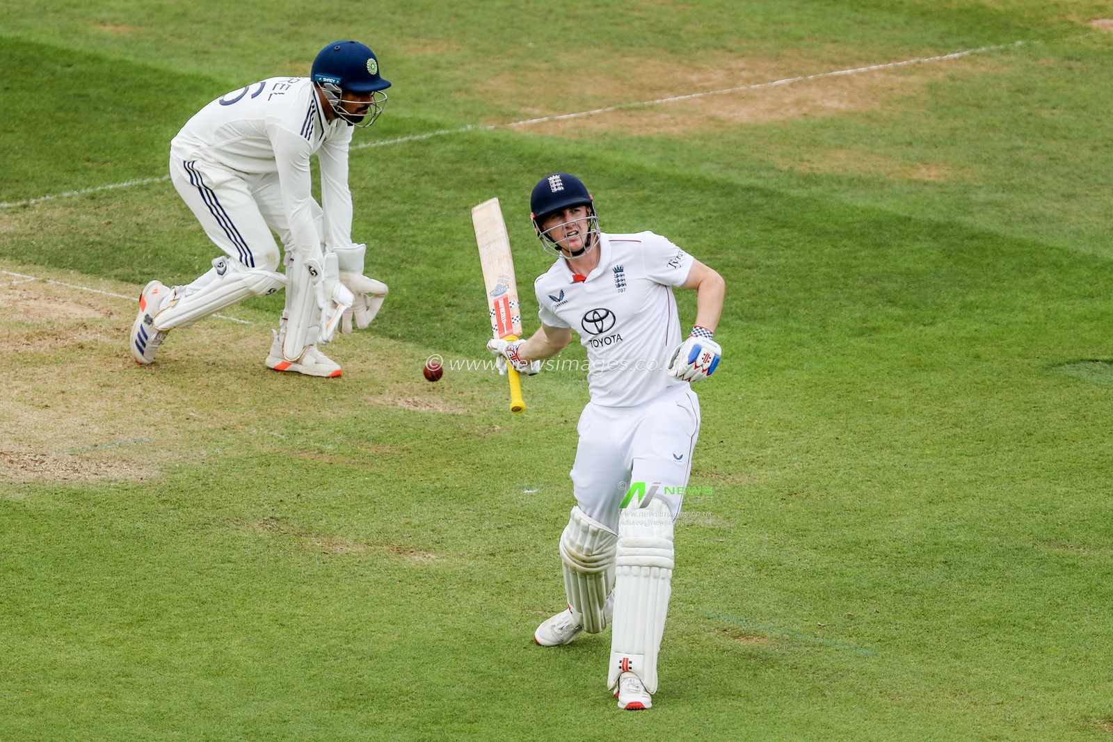 Harry Brook of England celebrates a century during the 5th Rothesay Test Match day 4 England vs India at The Kia Oval, London, United Kingdom, 3rd August 2025

(Photo by Izzy Poles/News Images)