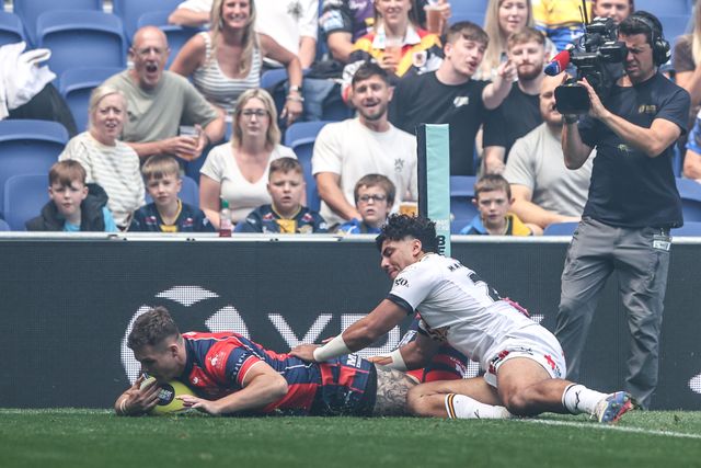 Cameron Scott of Wakefield Trinity goes over for a try during the Betfred Super League Magic Weekend match Wakefield Trinity vs Castleford Tigers at Hill Dickinson Stadium, Liverpool, United Kingdom on 05 July 2026

(Photo by Alfie Cosgrove/News Images)