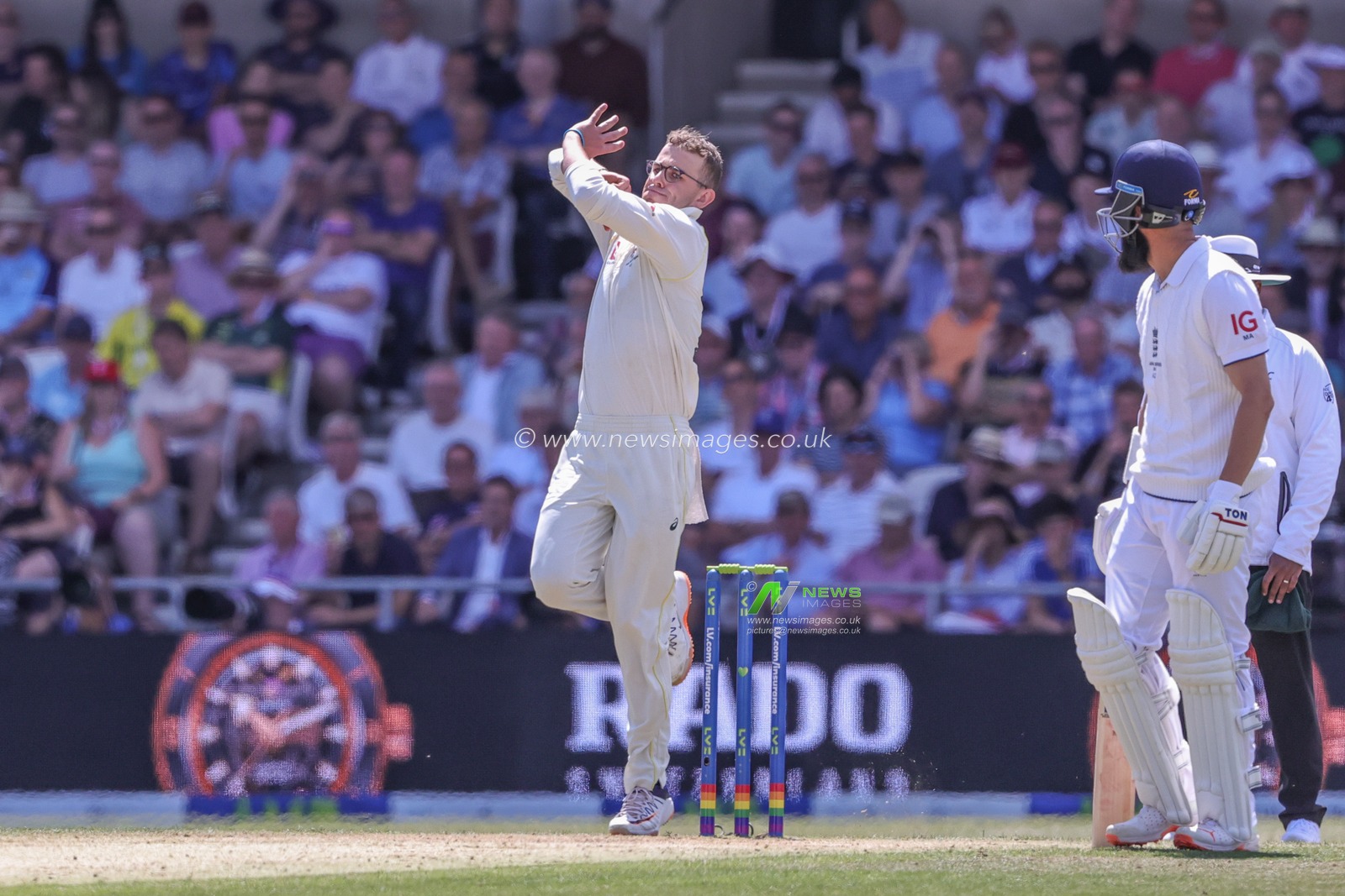 Todd Murphy of Australia delivers the ball during the LV= Insurance Ashes Third Test Series Day 2 England v Australia at Headingley Stadium, Leeds, United Kingdom, 7th July 2023

(Photo by Mark Cosgrove/News Images)