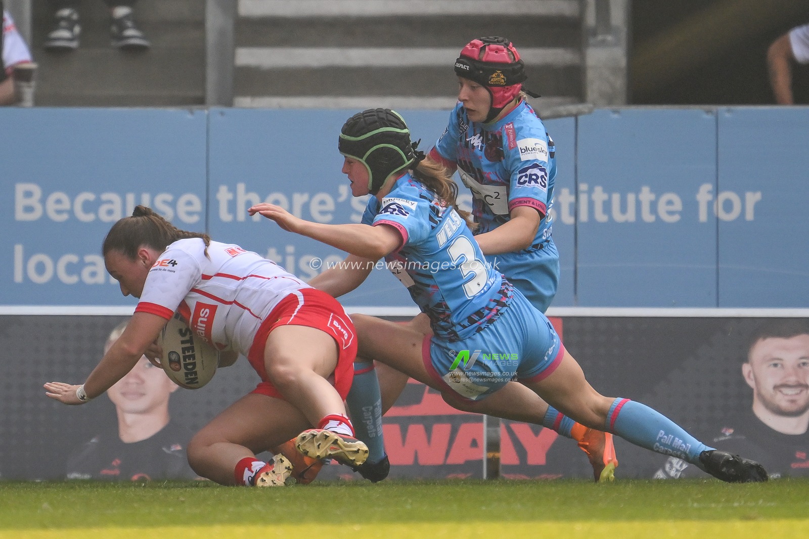 Lucci McColm of St Helens goes over for a try during the Betfred Women's Super League match St Helens vs Wigan Warriors at Totally Wicked Stadium, St Helens, United Kingdom, 31st May 2024

(Photo by Craig Thomas/News Images)