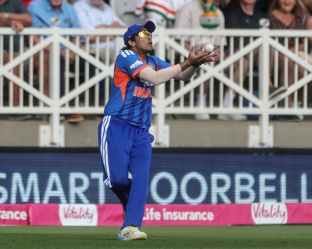 Abhishek Sharma of India catches out England captain Harry Brook (not pictured) during the Third Vitality T20 International match England vs India at Trent Bridge, Nottingham, United Kingdom on 07 July 2026

(Photo by Mark Cosgrove/News Images)