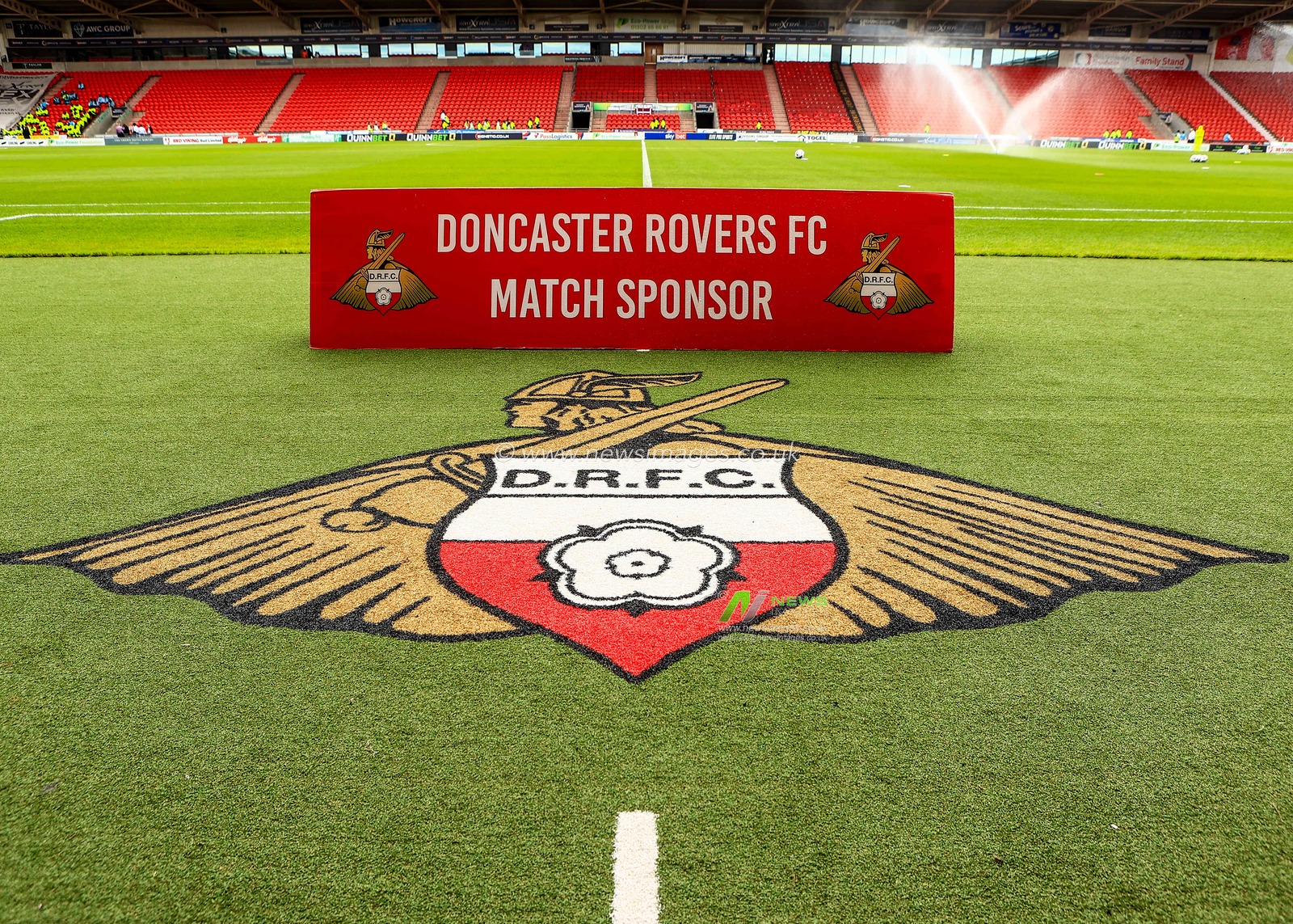 Doncaster Rovers badge ahead of the Sky Bet League 1 match Doncaster Rovers vs Exeter City at Eco-Power Stadium, Doncaster, United Kingdom, 2nd August 2025

(Photo by Richard Bierton/News Images)