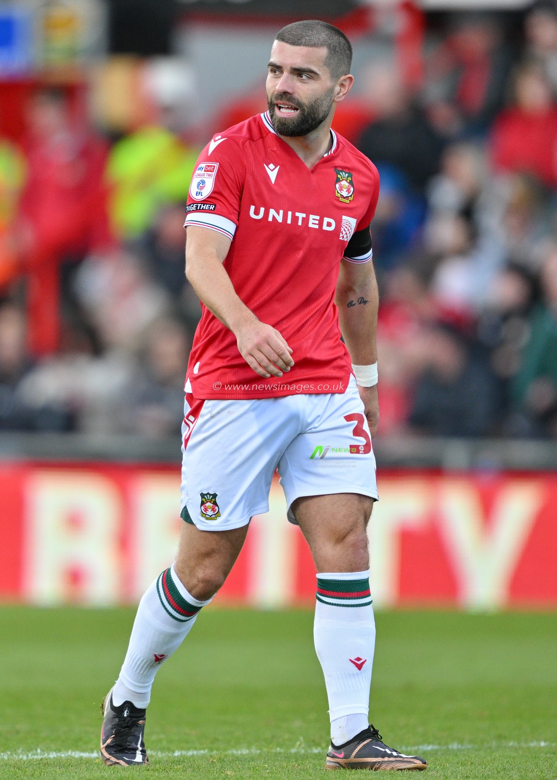 Elliot Lee 38# of Wrexham Association Football Club, during the Sky Bet League 2 match Wrexham vs Gillingham at SToK Cae Ras, Wrexham, United Kingdom, 11th November 2023

(Photo by Cody Froggatt/News Images)