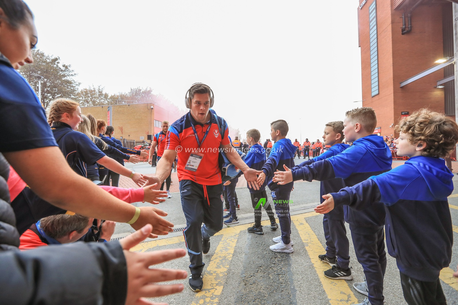 12th October 2019, Old Trafford, Manchester, England; The Grand Final 2019, Saint Helens v Salford Red Devils : Louie McCarthy-Scarsbrook (13) of St Helens arrives at Old Trafford 

Credit: Mark Cosgrove/News Images