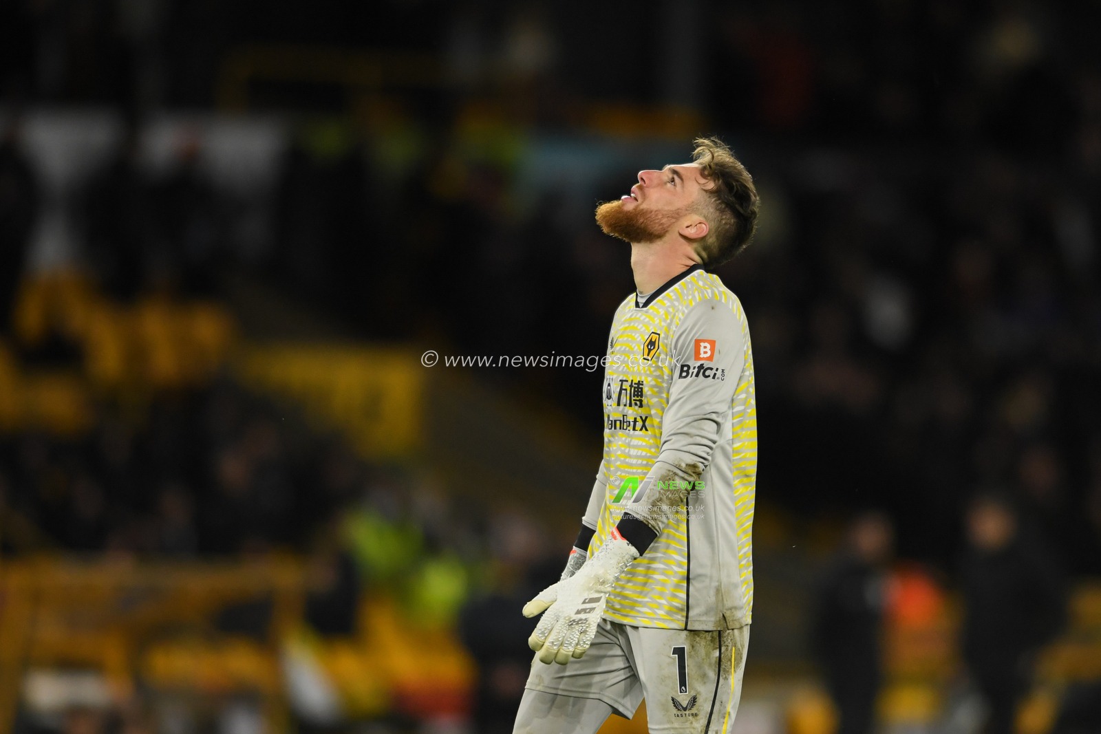 Jose Sa #1 of Wolverhampton Wanderers looks up