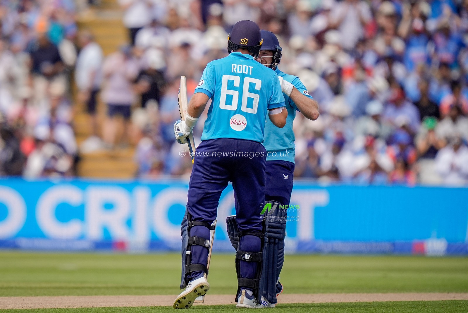 Joe Root of England celebrates a half century during the 1st Metro Bank ODI match England vs India at Edgbaston, Birmingham, United Kingdom on 14 July 2026

(Photo by Maynard Manyowa/News Images)
