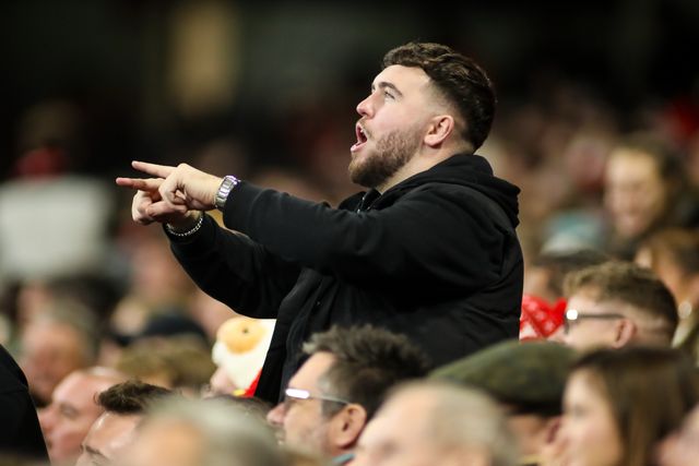 New Zealand fans celebrate during the Quilter Nations Series 2025 match Wales vs New Zealand at Principality Stadium, Cardiff, United Kingdom, 22nd November 2025

(Photo by Andrew Lewis/News Images)

*** GER AUT SUI OUT ***