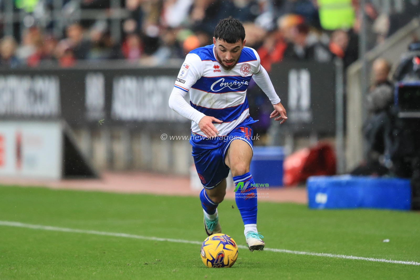 Ilias Chair #10 of Queens Park Rangers breaks with the ball during the Sky Bet Championship match Rotherham United vs Queens Park Rangers at New York Stadium, Rotherham, United Kingdom, 4th November 2023

(Photo by Alfie Cosgrove/News Images)