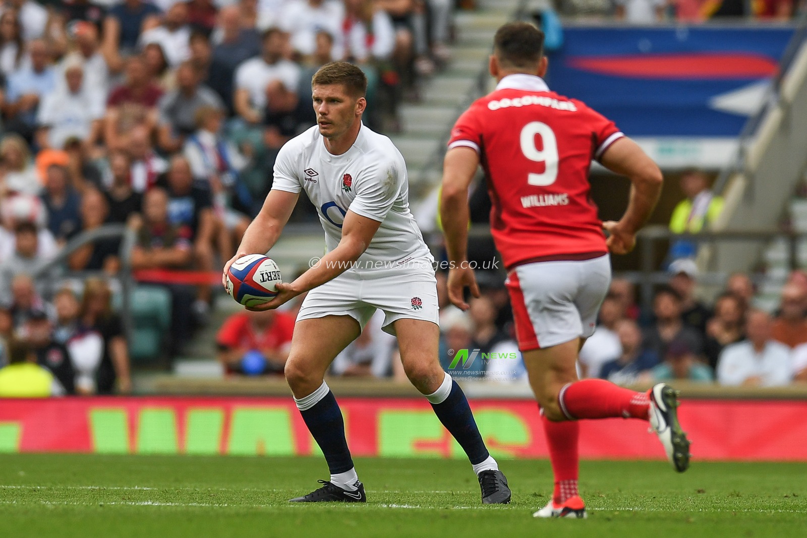 Owen Farrell of England in action during the 2023 Summer Series match England vs Wales at Twickenham Stadium, Twickenham, United Kingdom, 12th August 2023

(Photo by Mike Jones/News Images)