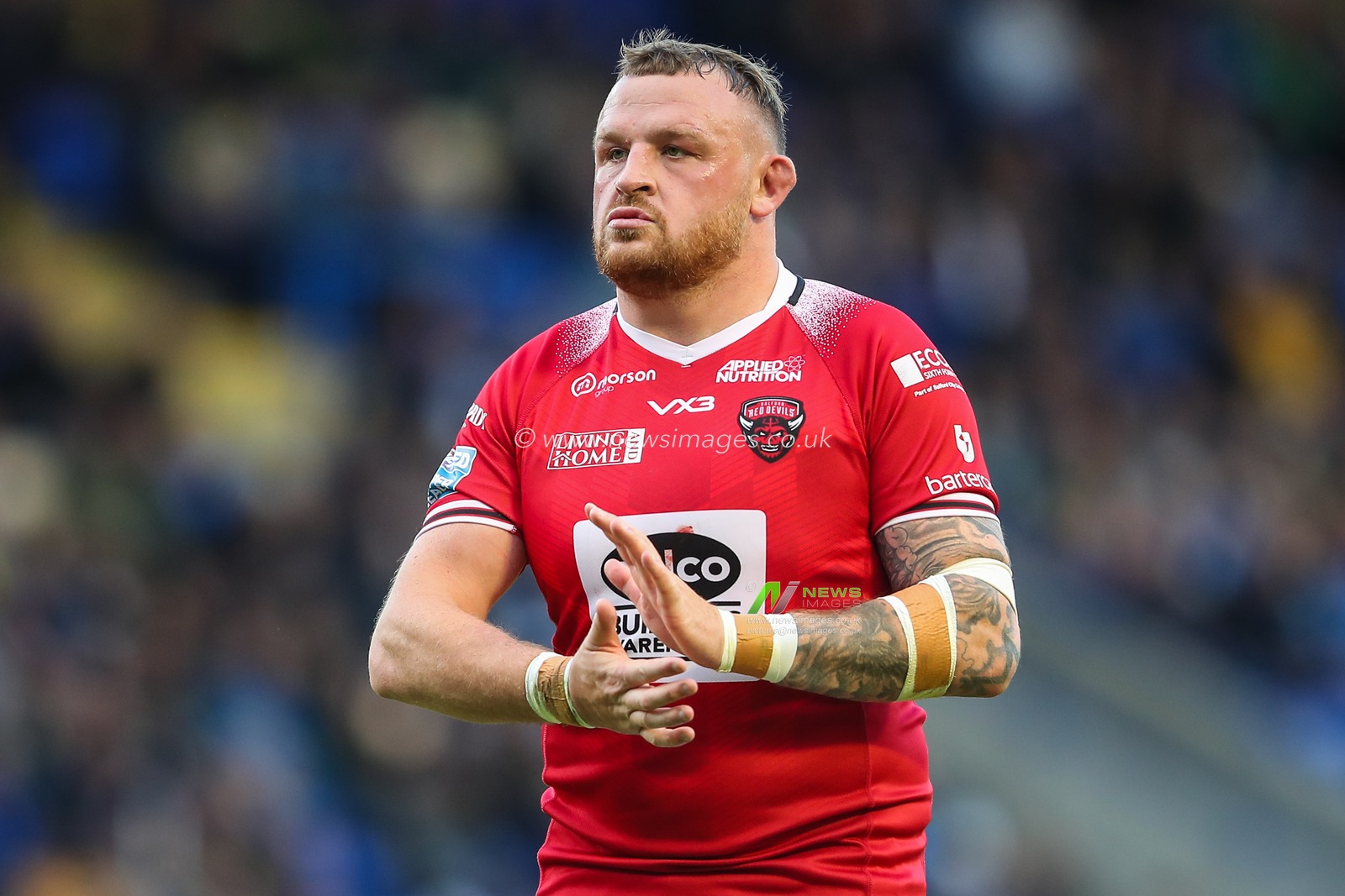 Brad Singleton of Salford Red Devils during the Betfred Super League Round 14 match Warrington Wolves vs Salford Red Devils at Halliwell Jones Stadium, Warrington, United Kingdom, 14th June 2024

(Photo by Gareth Evans/News Images)