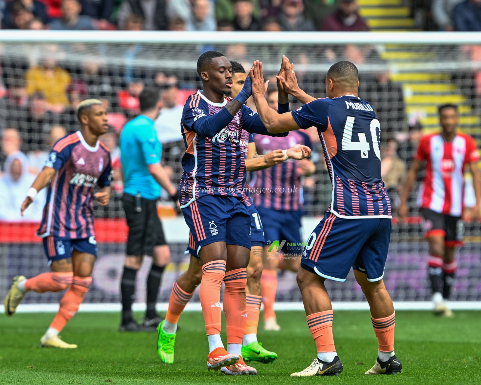 Callum Hudson-Odoi of Nottingham Forest celebrates his goal to make it 1-1 during the Premier League match Sheffield United vs Nottingham Forest at Bramall Lane, Sheffield, United Kingdom, 4th May 2024

(Photo by Cody Froggatt/News Images)