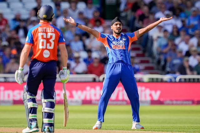 Arshdeep Singh of India appeals for an lbw after Phil Salt of England is struck on the pads during the Third Vitality T20 International match England vs India at Trent Bridge, Nottingham, United Kingdom on 07 July 2026

(Photo by Maynard Manyowa/News Images)