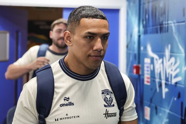 Albert Hopoate of Warrington Wolves arrives during the Betfred Super League round 23 match Warrington Wolves vs York Knights at The Halliwell Jones Stadium, Warrington, United Kingdom on 13 August 2026

(Photo by Mark Cosgrove/News Images)