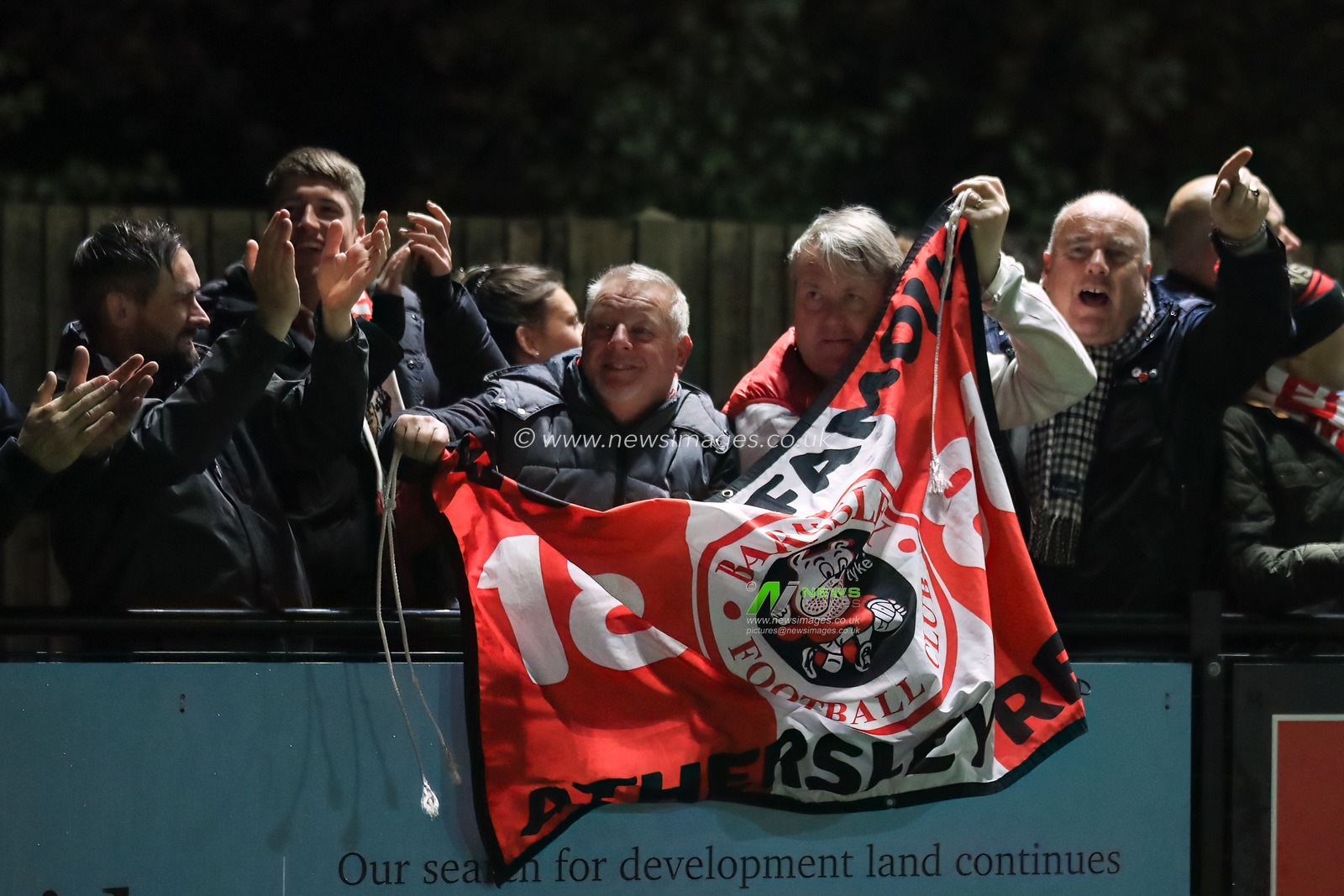 Barnsley fans celebrate a goal scored by Nicky Cadden #7 of Barnsley during the Emirates FA Cup match Horsham FC vs Barnsley at The Camping World Community Stadium, Horsham, United Kingdom, 14th November 2023

(Photo by Alfie Cosgrove/News Images)