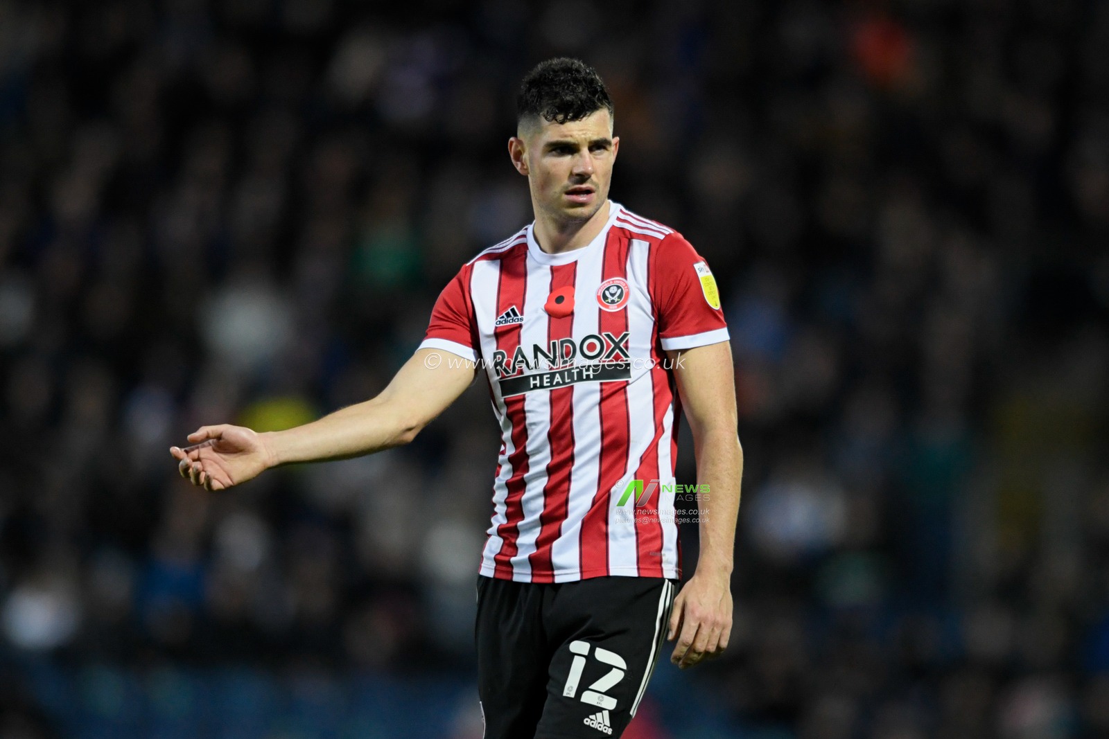 John Egan #12 of Sheffield United in action during the game