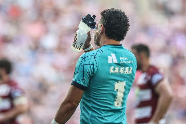 Jacob Gagai of Huddersfield Giants during the Betfred Super League round 18 match Wigan Warriors vs Huddersfield Giants at The Brick Community Stadium, Wigan, United Kingdom, 11th July 2025

(Photo by Alfie Cosgrove/News Images)
