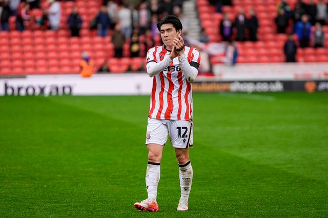 Tatsuki Seko of Stoke City applauds the fans after the final whistle  during the Sky Bet Championship match Stoke City vs Sheffield Wednesday at Bet365 Stadium, Stoke On Trent, United Kingdom on 03 April 2026

(Photo by Maynard Manyowa/News Images)