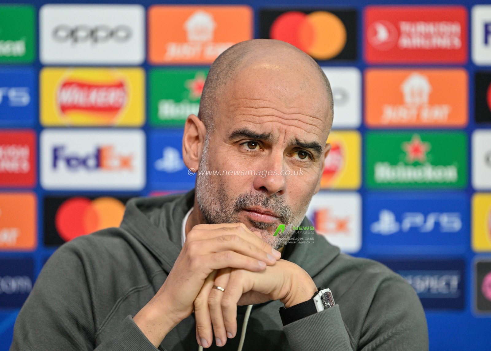 Pep Guardiola manager of Manchester City, during the Manchester City Champions League press Conference at Etihad Campus, Manchester, United Kingdom, 5th March 2024

(Photo by Cody Froggatt/News Images)