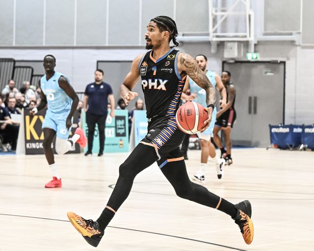 Cam Christon of Cheshire Phoenix in action during the British Basketball Championship match Cheshire Phoenix vs Surrey Scorchers at Ellesmere Port Sports Village, Ellesmere Port, United Kingdom, 19th November 2023

(Photo by Craig Thomas/News Images)