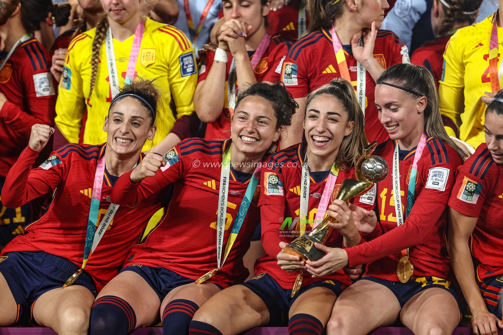 Spain having a photo taken with the trophy during the FIFA Women's World Cup 2023 Final match Spain Women vs England Women at Stadium Australia, Sydney, Australia, 20th August 2023

(Photo by Patrick Hoelscher/News Images)