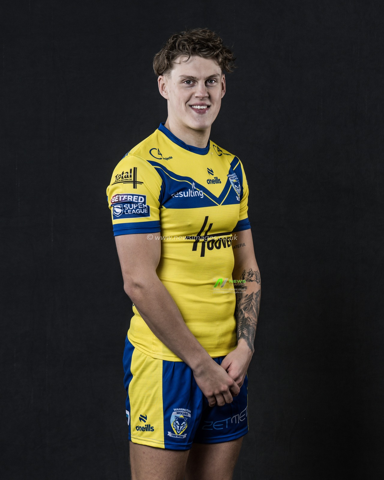 Arron Lindop in the Home kit during the Warrington Wolves Team media day at Warrington wolves training centre, Warrington, United Kingdom, 16th January 2025

(Photo by Craig Thomas/News Images)