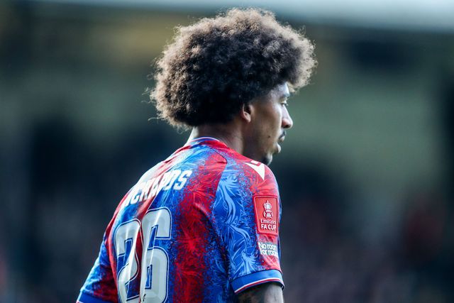 A detailed view of the Emirates FA Cup on Chris Richards of Crystal Palaceâ€™s shirt during the Emirates FA Cup 5th Round match Crystal Palace vs Millwall at Selhurst Park, London, United Kingdom, 1st March 2025

(Photo by Izzy Poles/News Images)