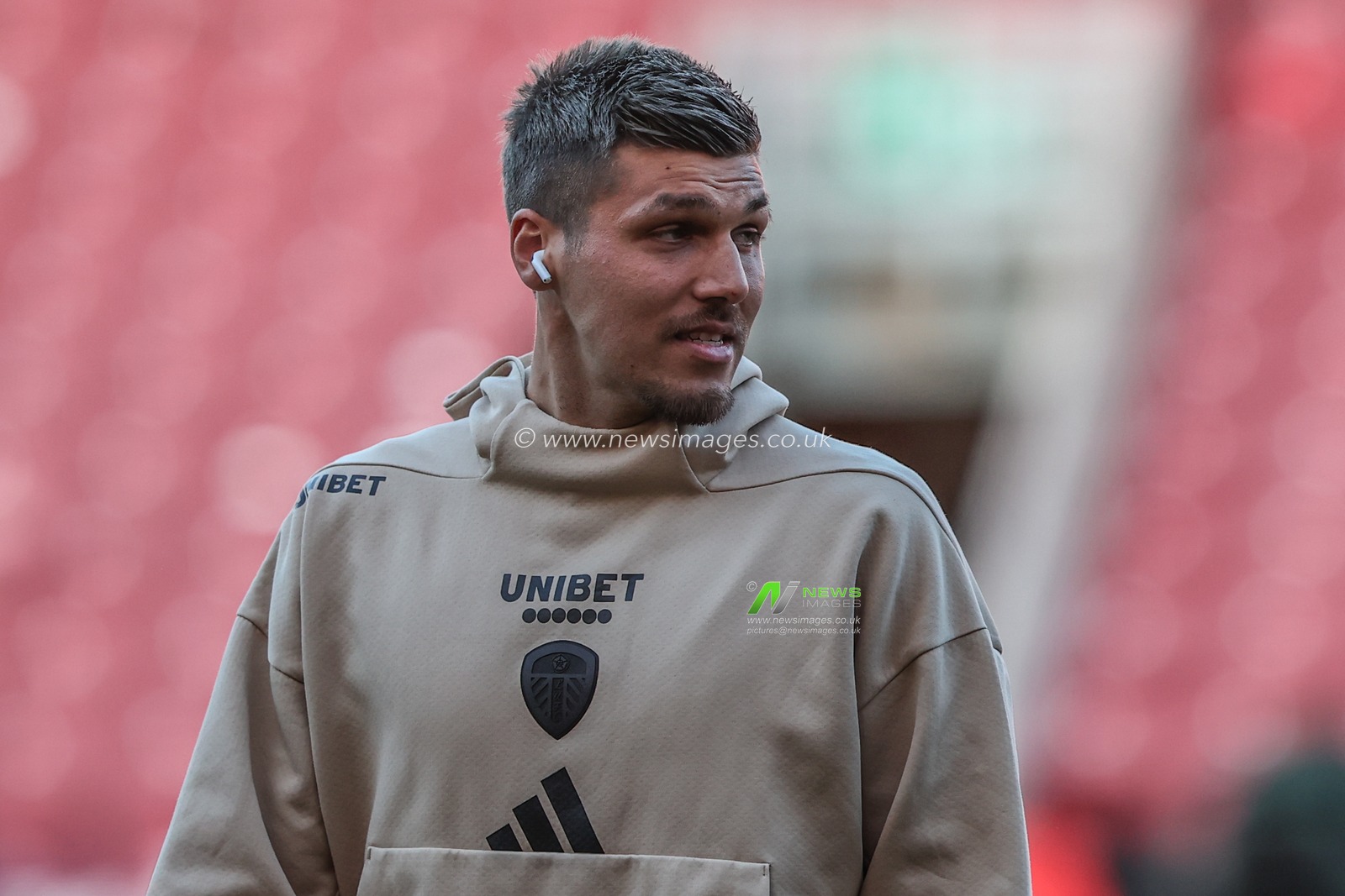 JoÃ«l Piroe of Leeds United arrives during the Sky Bet Championship match Middlesbrough vs Leeds United at Riverside Stadium, Middlesbrough, United Kingdom, 8th April 2025

(Photo by Alfie Cosgrove/News Images)