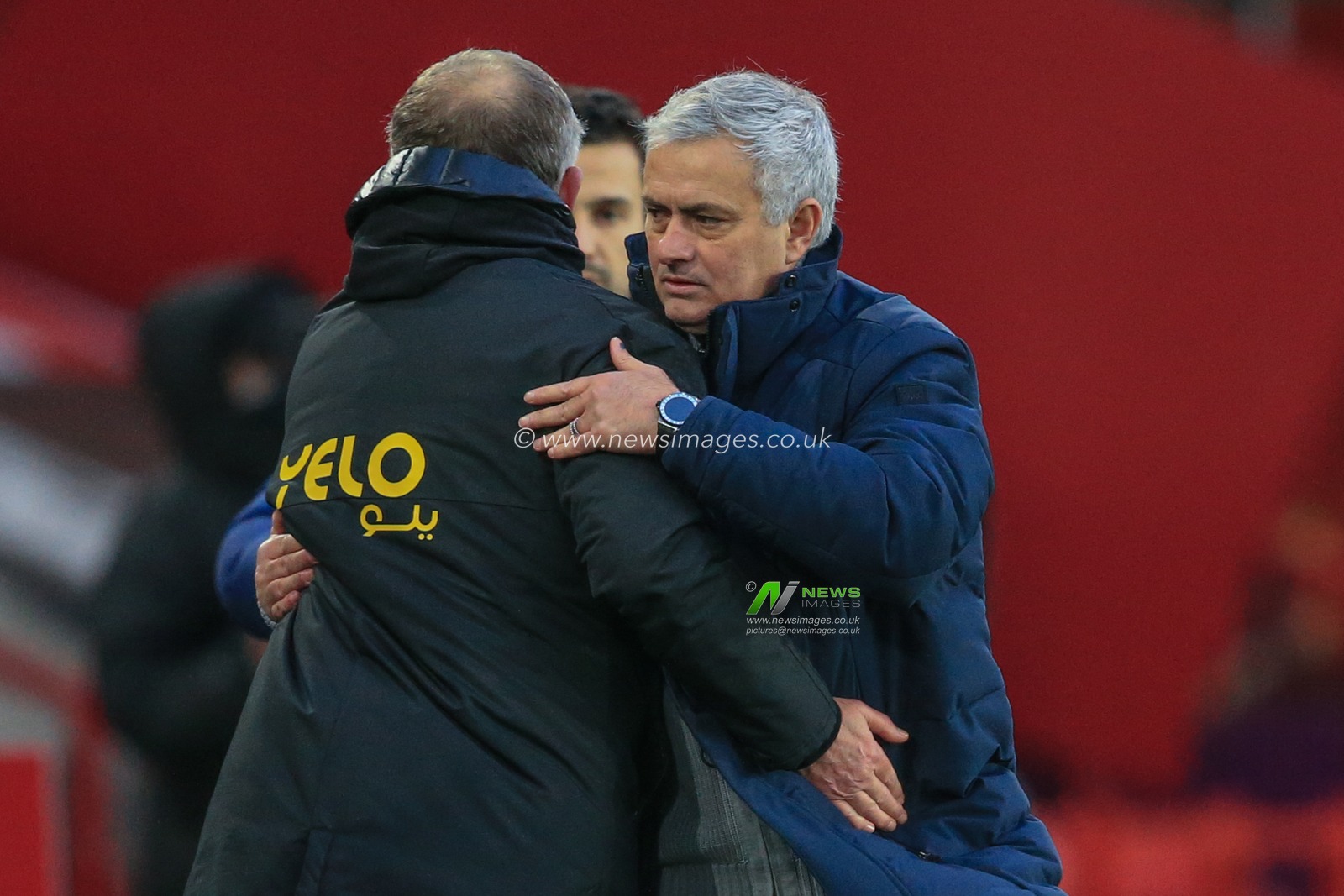 Chris Wilder manager of Sheffield United congratulates JosÃ© Mourinho manager of Tottenham Hotspur after Tottenham win 1-3