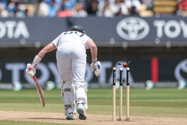 Ollie Pope of England is bowled out by Akash Deep of India during the 2nd Rothesay Test Match day 5 England v India at Edgbaston, Birmingham, United Kingdom, 6th July 2025

(Photo by Mark Cosgrove/News Images)
