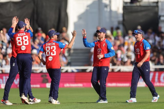 Phil Salt of England celebrates the wicket of Abhishek Sharma of India during the Third Vitality T20 International match England vs India at Trent Bridge, Nottingham, United Kingdom on 07 July 2026

(Photo by Mark Cosgrove/News Images)